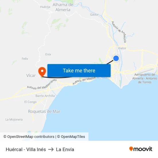 Huércal - Villa Inés to La Envía map