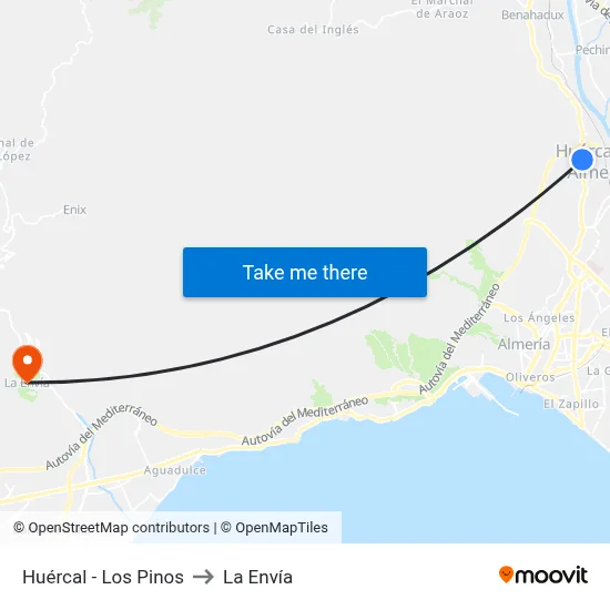 Huércal - Los Pinos to La Envía map
