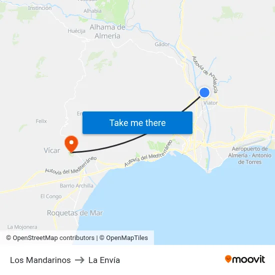 Los Mandarinos to La Envía map