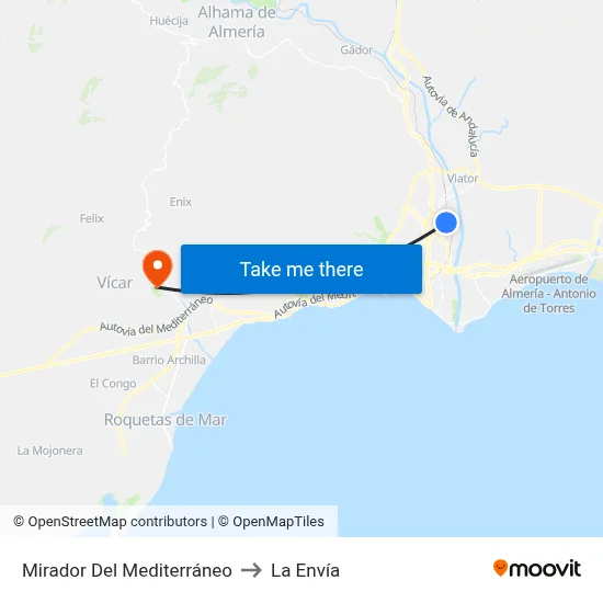 Mirador Del Mediterráneo to La Envía map