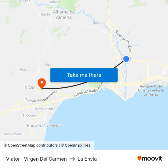 Viator - Virgen Del Carmen to La Envía map