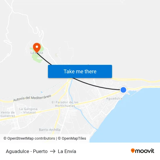Aguadulce - Puerto to La Envía map