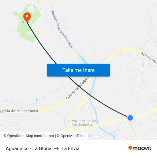 Aguadulce - La Gloria to La Envía map
