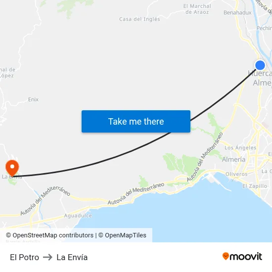 El Potro to La Envía map