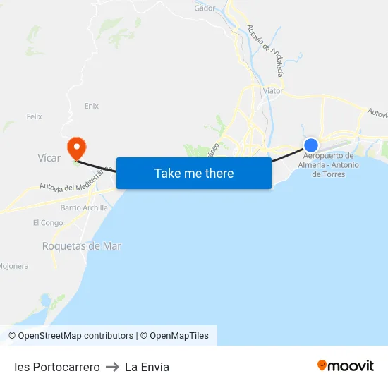 Ies Portocarrero to La Envía map
