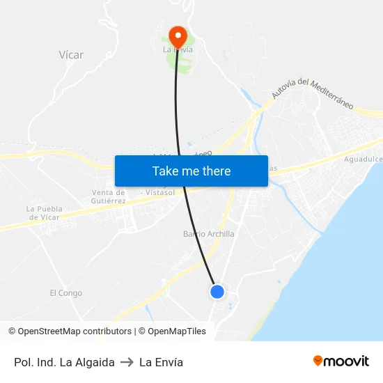 P.I. La Algaida to La Envía map