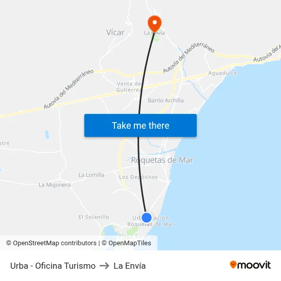 Urba - Oficina Turismo to La Envía map