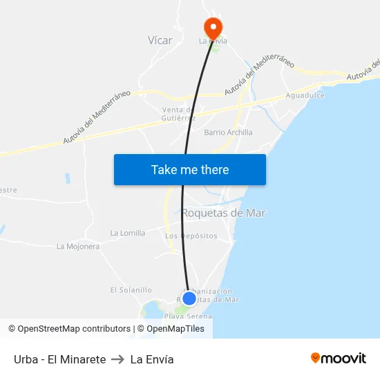 Urba - El Minarete to La Envía map