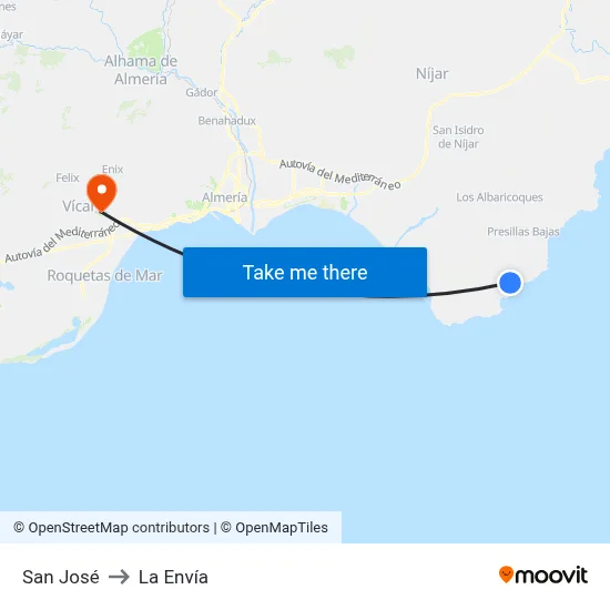 San José to La Envía map