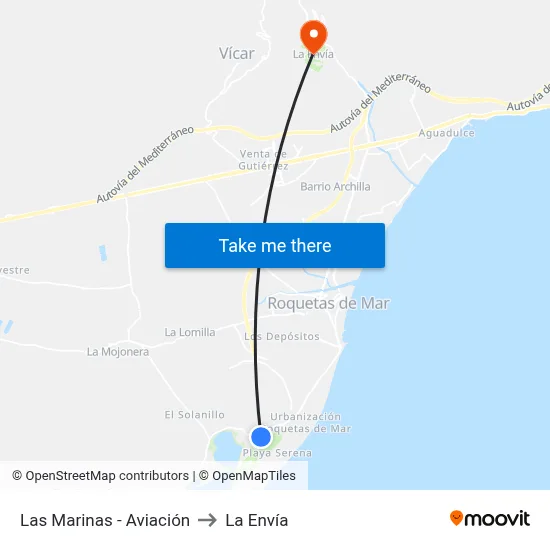 Las Marinas - Aviación to La Envía map