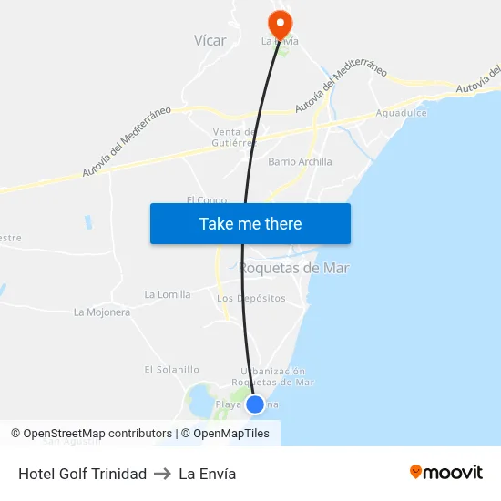 Hotel Golf Trinidad to La Envía map