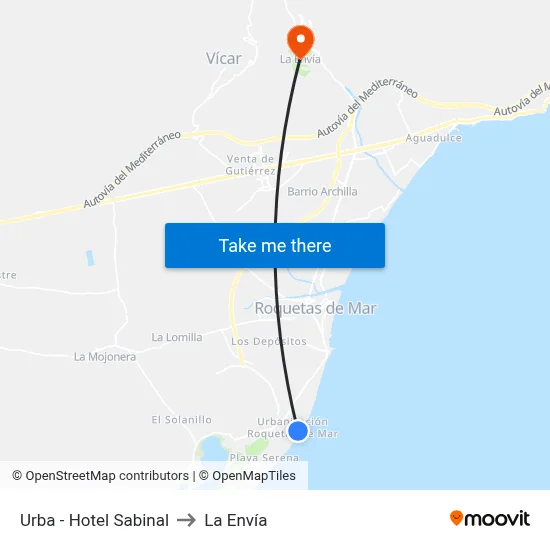 Urba - Hotel Sabinal to La Envía map