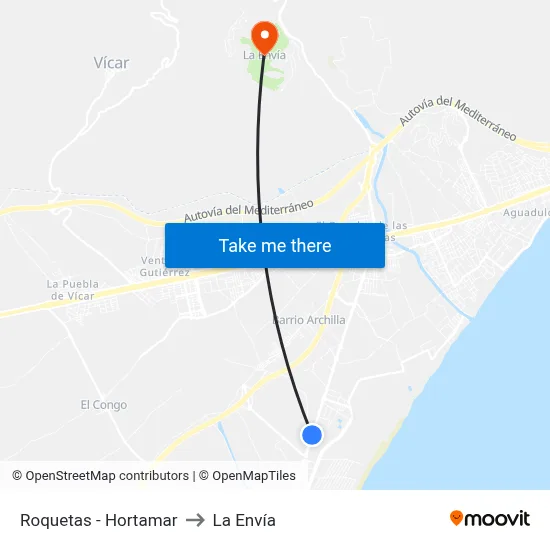 Roquetas - Hortamar to La Envía map