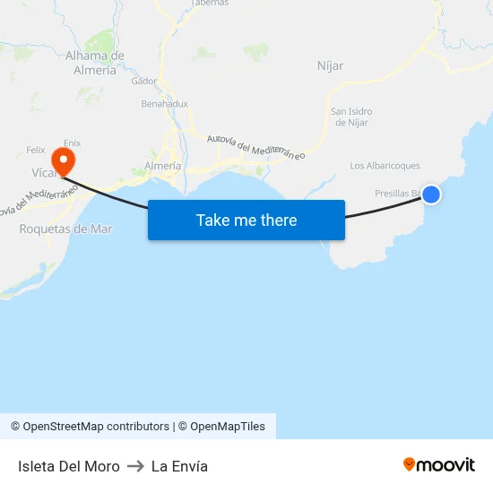 Isleta Del Moro to La Envía map