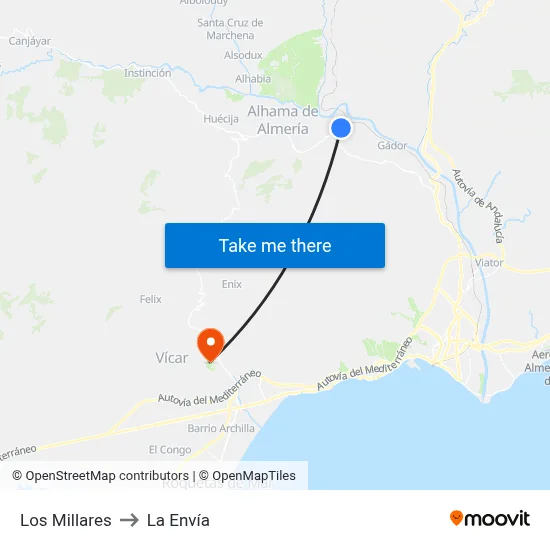 Los Millares to La Envía map