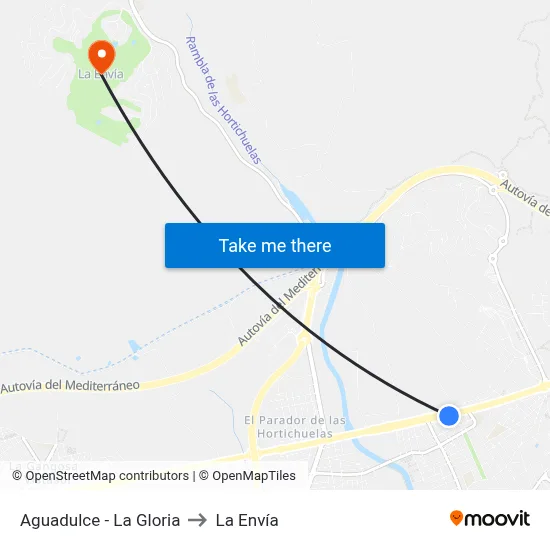 Aguadulce - La Gloria to La Envía map