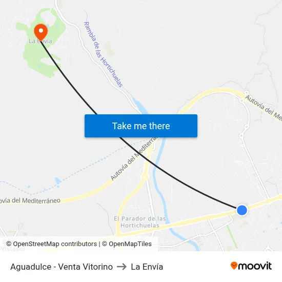 Aguadulce - Venta Vitorino to La Envía map
