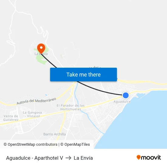 Aguadulce - Aparthotel V to La Envía map