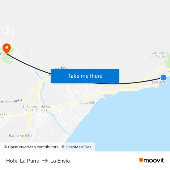 Hotel La Parra to La Envía map