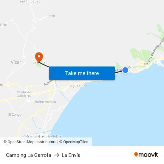 Camping La Garrofa to La Envía map