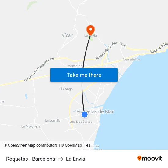 Roquetas - Barcelona to La Envía map