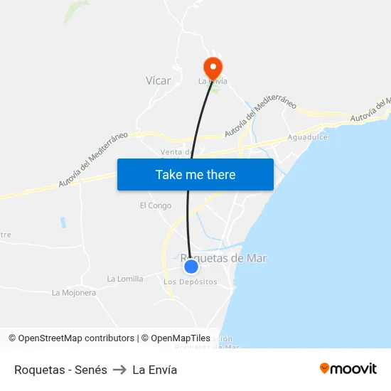 Roquetas - Senés to La Envía map