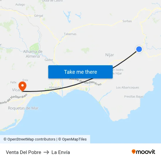 Venta Del Pobre to La Envía map