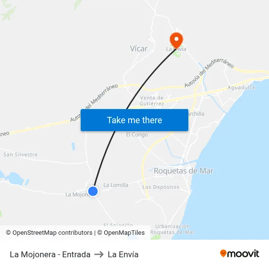 La Mojonera - Entrada to La Envía map
