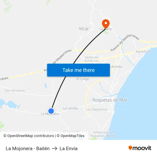 La Mojonera - Bailén to La Envía map