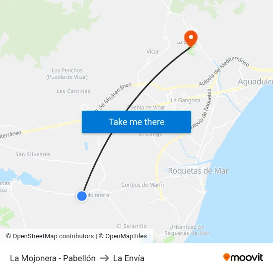 La Mojonera - Pabellón to La Envía map
