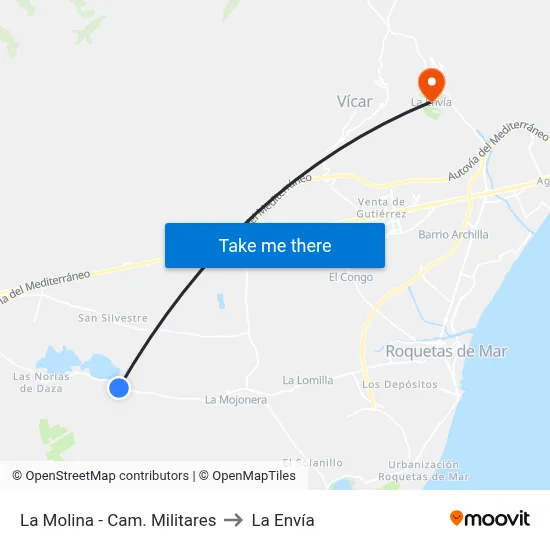 La Molina - Cam. Militares to La Envía map
