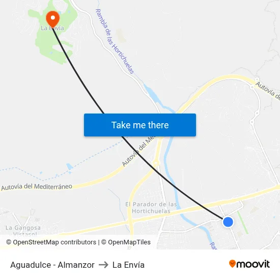 Aguadulce - Almanzor to La Envía map