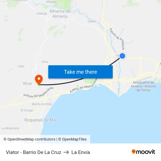 Viator - Barrio De La Cruz to La Envía map