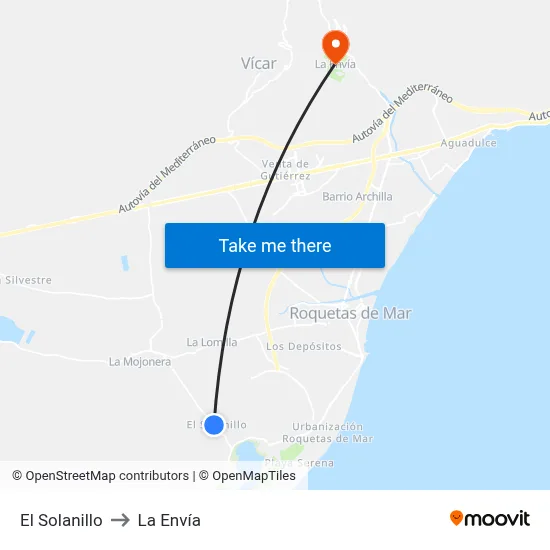 El Solanillo to La Envía map