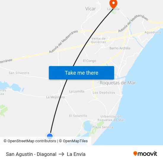 San Agustín - Diagonal to La Envía map