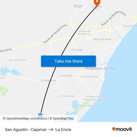 San Agustín - Cajamar to La Envía map