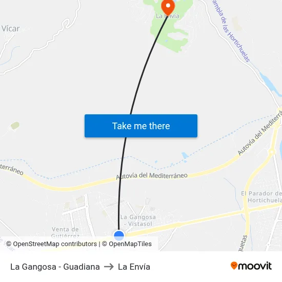 La Gangosa - Guadiana to La Envía map