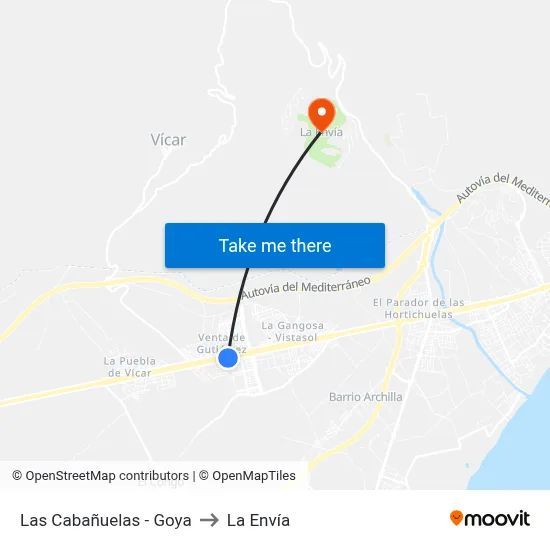 Las Cabañuelas - Goya to La Envía map