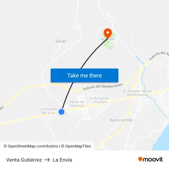 Venta Gutiérrez to La Envía map