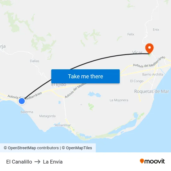 El Canalillo to La Envía map