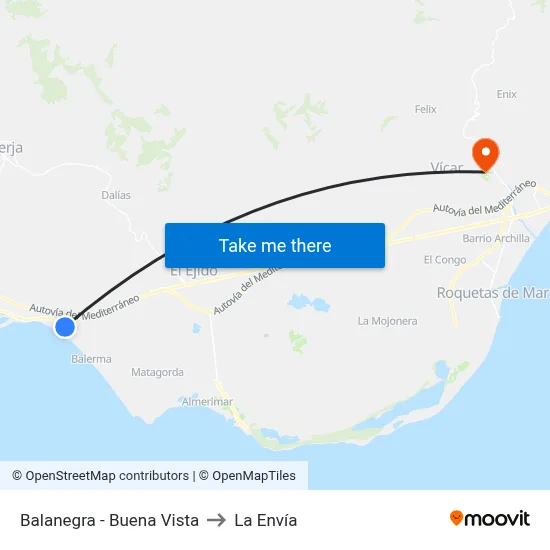 Balanegra - Buena Vista to La Envía map
