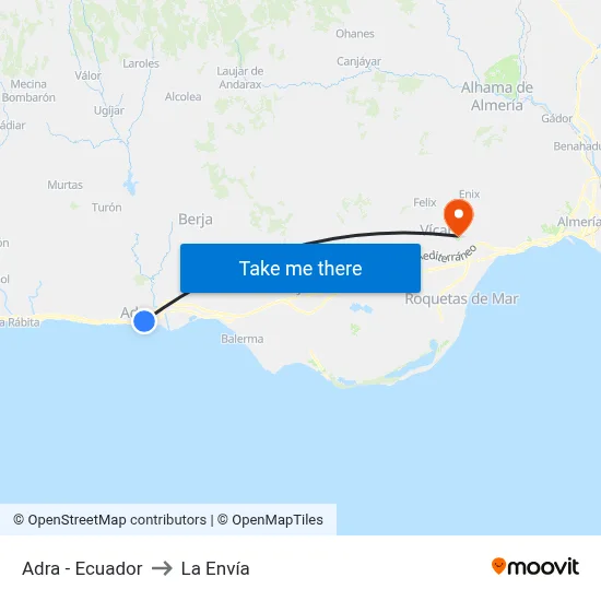 Adra - Ecuador to La Envía map
