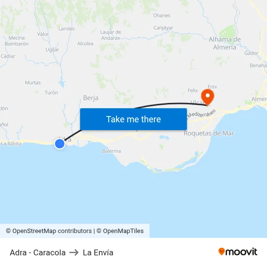 Adra - Caracola to La Envía map