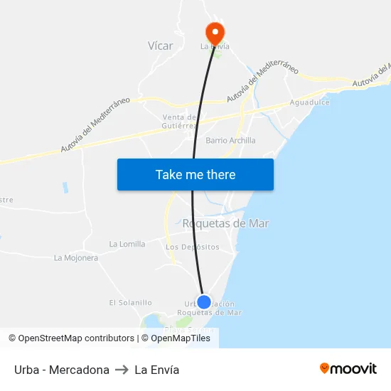 Urba - Mercadona to La Envía map