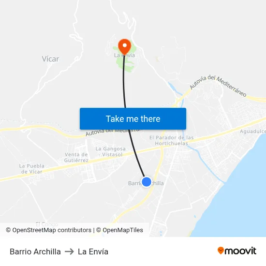 Barrio Archilla to La Envía map