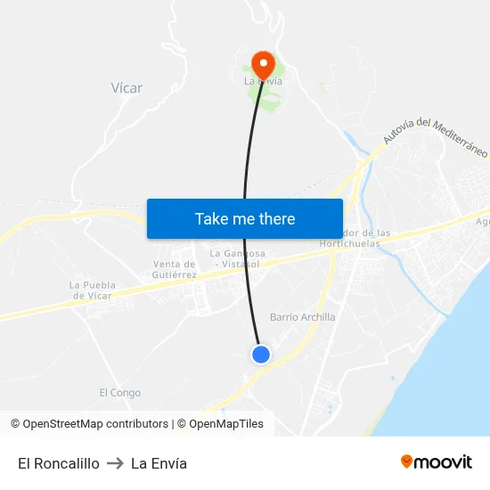 El Roncalillo to La Envía map