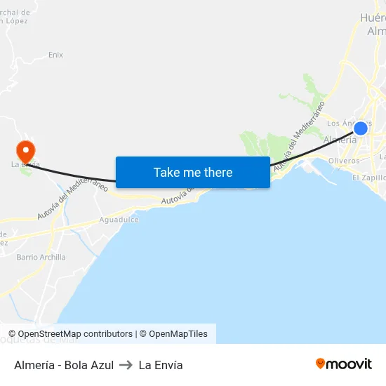 Almería - Bola Azul to La Envía map