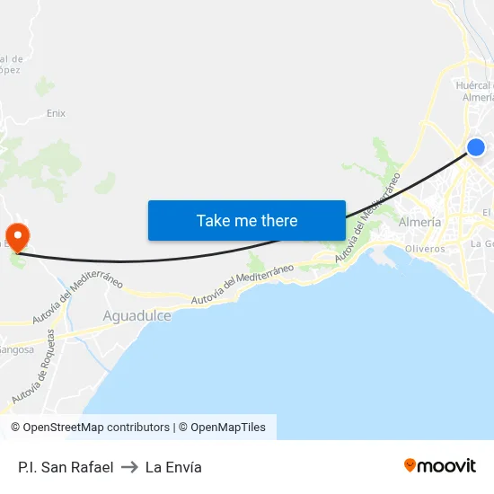 P.I. San Rafael to La Envía map