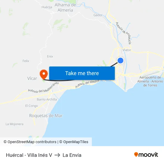 Huércal - Villa Inés V to La Envía map
