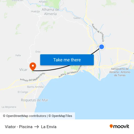 Viator - Piscina to La Envía map